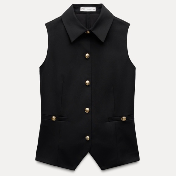 Zara Black Vest with Gold Buttons - Picture 4 of 4